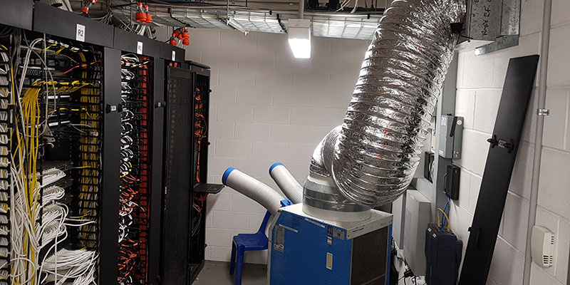 spot cooler being used in an overheated Hospital Server Room